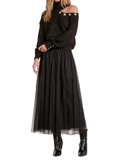 Elan Open Shoulder Sweater In Black