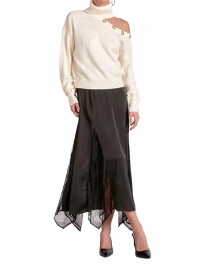 Elan Open Shoulder Sweater In White In Neutral