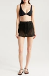 Elan Open Stitch Cover-up Miniskirt In Black