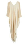 Elan Open Stitch Detail Cover-up Caftan Dress In Natural