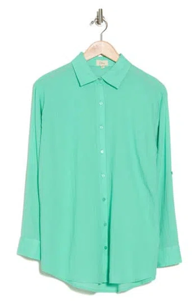 Elan Oversize Long Sleeve Cover-up Button-up Shirt In Mint