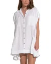 Elan Oversized Button Front Swim Cover-up Dress In White