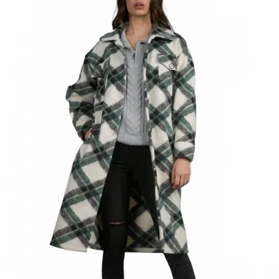 Elan Oversized Plaid Shirt Jacket In White Multi