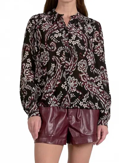 Elan Paisley Blouse In Black