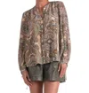 Elan Paisley Button Blouse In Beige In Beige