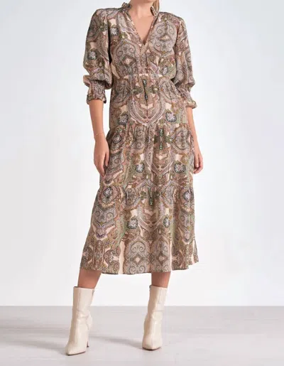 Elan Paisley Dress In Beige Paisley