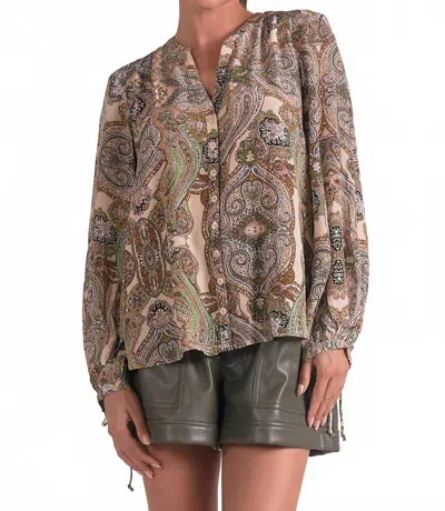 Elan Paisley Print Blouse In Beige In Multi