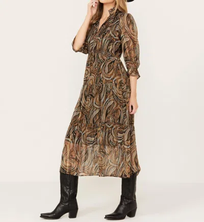 Elan Paisley Print Dress In Brown