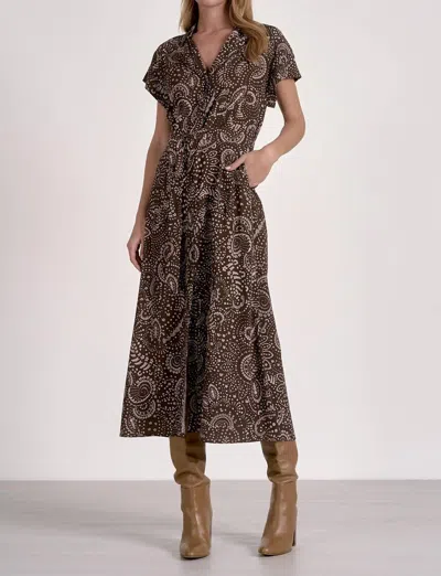 Elan Paisley Print Midi Dress In Brown