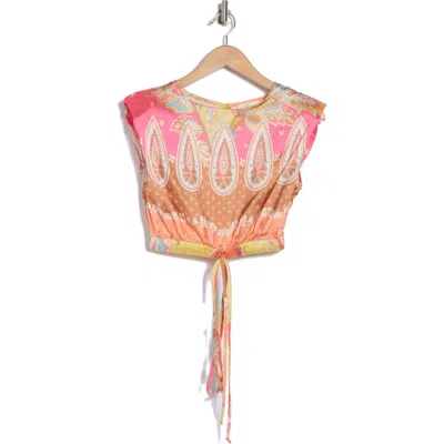 Elan Paisley Sleeveless Cover-up Top In Pink Bali Print