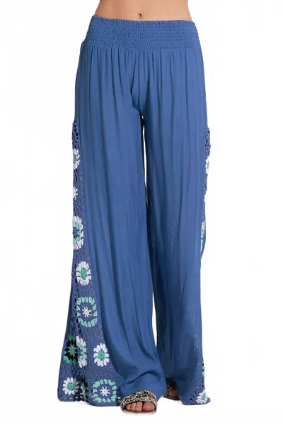 Elan Palma Crochet Detail Pant In Blue