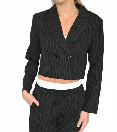 Elan Palmer Pinstripe Blazer In Black