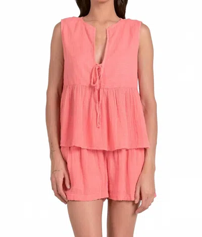 Elan Peplum Gauze Tank In Pink