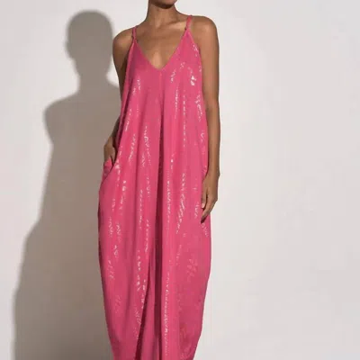 Elan Arrow Print Maxi Dress In Pink In Pink/ Silver