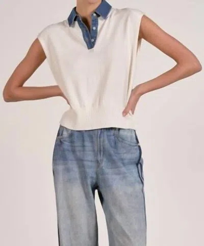 Elan Piper Sleeveless Knit Top In Off White In Neutral