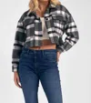 Elan Plaid Cropped Jacket In Black And White In Multi