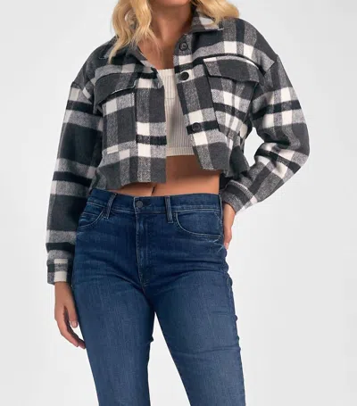 Elan Plaid Cropped Jacket In Black And White In Multi
