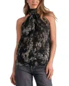 Elan Plisse Sleeveless Top In Black