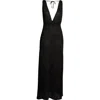 Elan Plunge Neck Maxi Cover-up Sweater Dress In Black