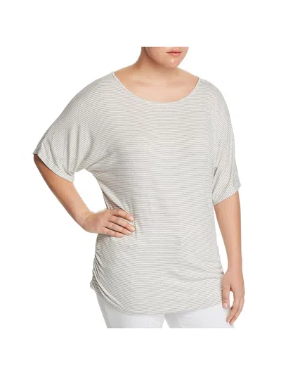 Elan Plus Womens Ruched Boatneck T-shirt In Multi