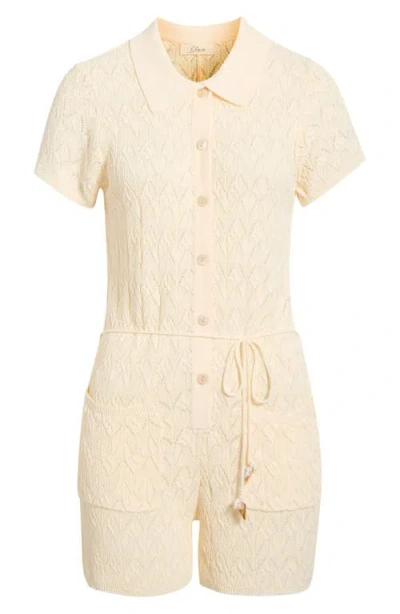 Elan Pointelle Cover-up Sweater Romper In Neutral