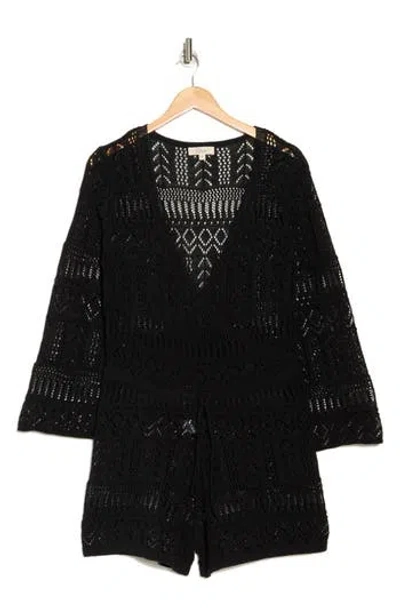 Elan Pointelle Knit Cover-up Romper