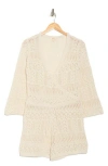 Elan Pointelle Knit Cover-up Romper