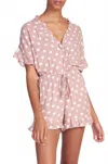 Elan Polka Dot V-neck Romper In Pink In Pink