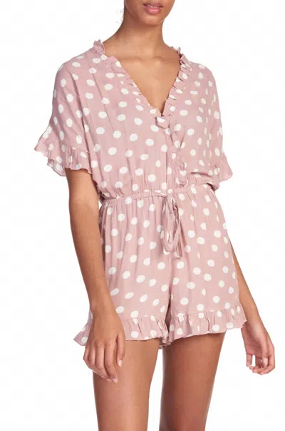 Elan Polka Dot V-neck Romper In Pink