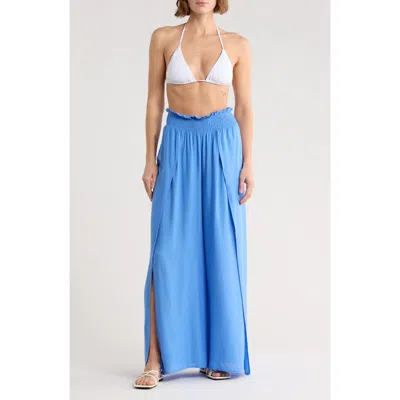 Elan Popover Knit Cover-up Pants In Blue