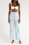 Elan Print Cover-up Wrap Pants In Blue