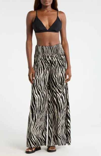 Elan Print Cover-up Palazzo Pants In Black