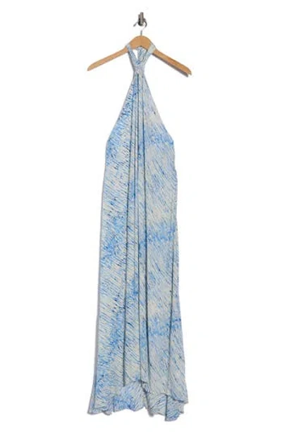 Elan Print Halter Dress In Blue
