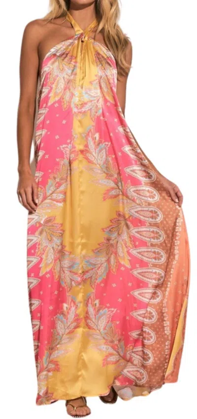 Elan Print Halter Maxi Dress In Pink Bali Print
