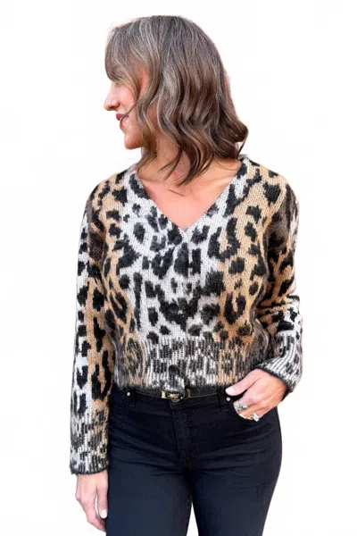 Elan Print Knit Cardigan In Brown Cheetah In Multi