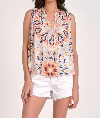 Elan Print Sleeveless Top In Kaleidoscope In Multi