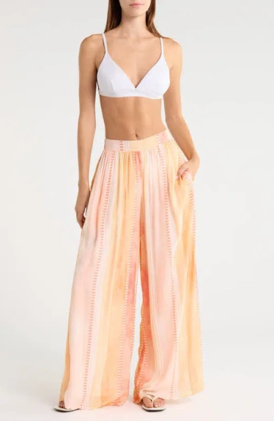 Elan Print Wide Leg Cover-up Pants In Orange