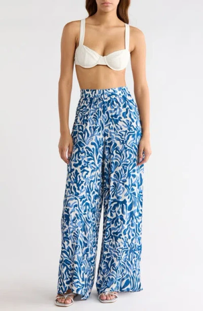 Elan Print Wide Leg Pants In Blue