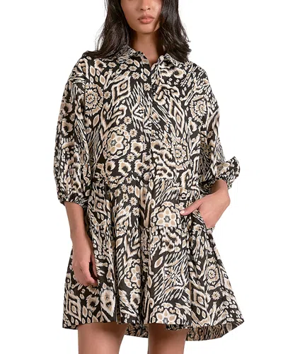 Elan Printed 3/4 Sleeve Mini Dress In Multi