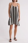 Elan Printed Cover-up Dress In Black/white Kenya Print