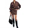 Elan Printed Foliage Blouse In Brown In Brown
