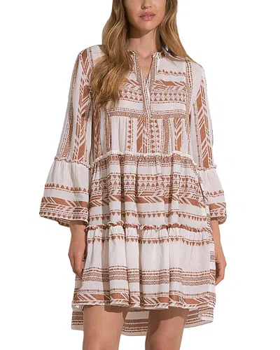 Elan Grecian Cover-up Dress In Beige Two Tone