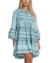 Elan Printed Tiered Dress In Blue Two Tone
