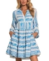 Elan Printed Tiered Dress In White/blue