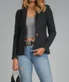Elan Puff Sleeve Blazer Jacket In Black Vintage Wash In Black