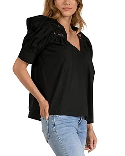 Elan Puff Sleeve Top In Black