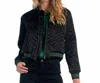 Elan Quilted Bomber Jacket In Black In Black