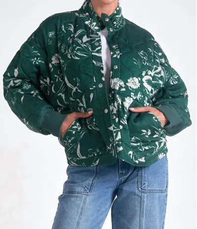 Elan Quilted Bomber Jacket In Jade Toulouse Print In Multi