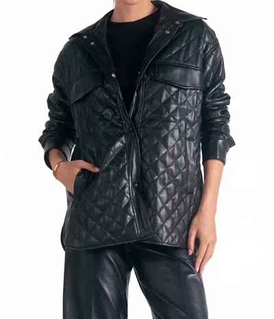 Elan Quilted Faux Jacket In Black In Blue