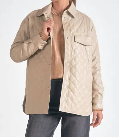 Elan Faux Leather Quilted Jacket In Stone In Neutral